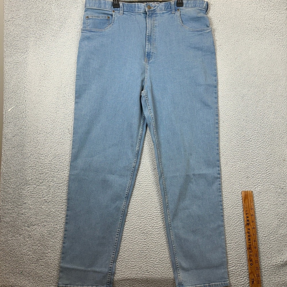 NEW Harbor Bay Jeans Men 42X34 Continuous Comfort Light Blue Stretch Loose Denim